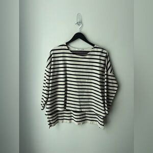Urban Research Doors Striped Oversized Cotton Top Navy White One Size